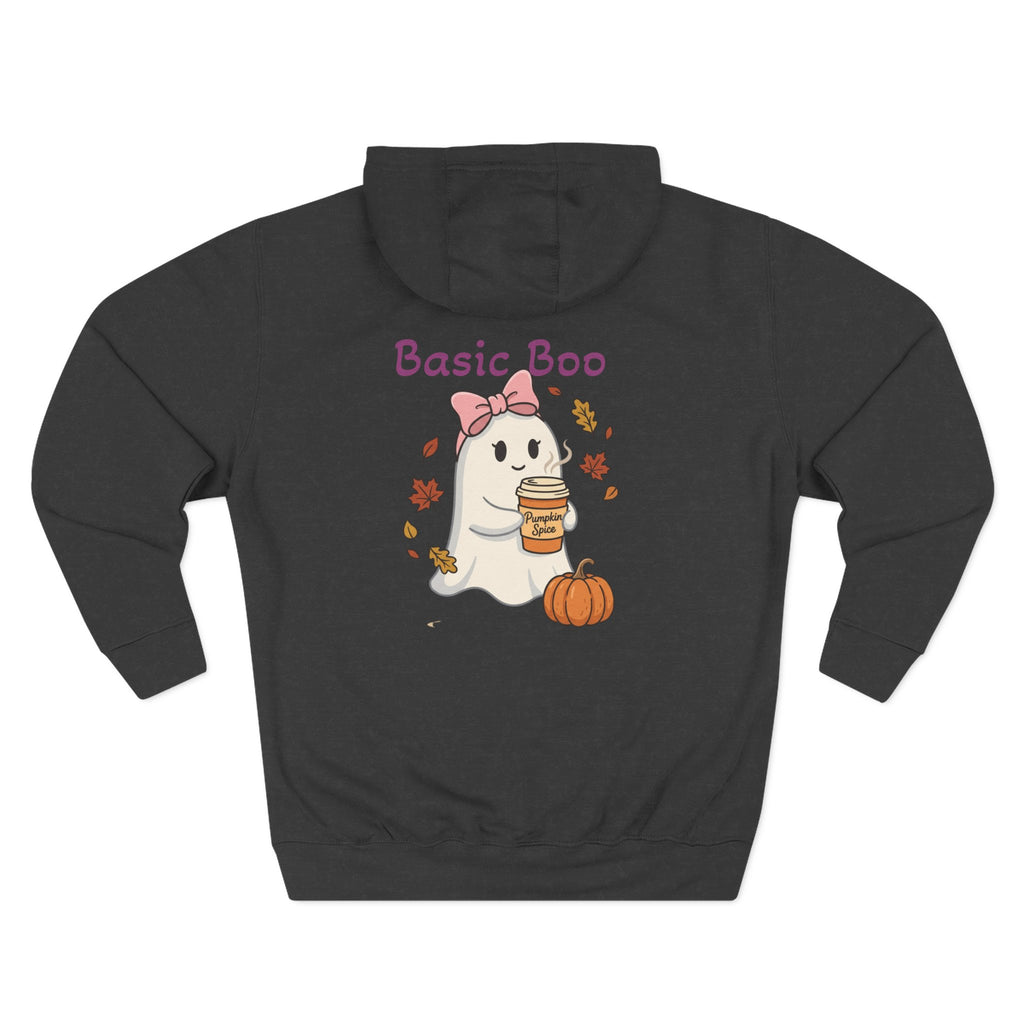 Basic Boo Ghost Hoodie — Cute Fall Pumpkin & Coffee Graphic Fleece Hoodie