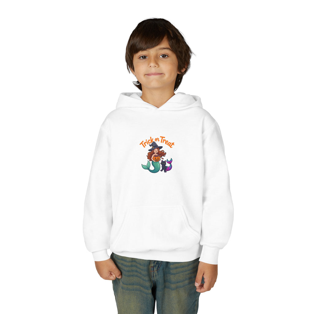 Youth Halloween Mermaid Hoodie – "Trick or Treat" Witch Mermaid Kids Pullover