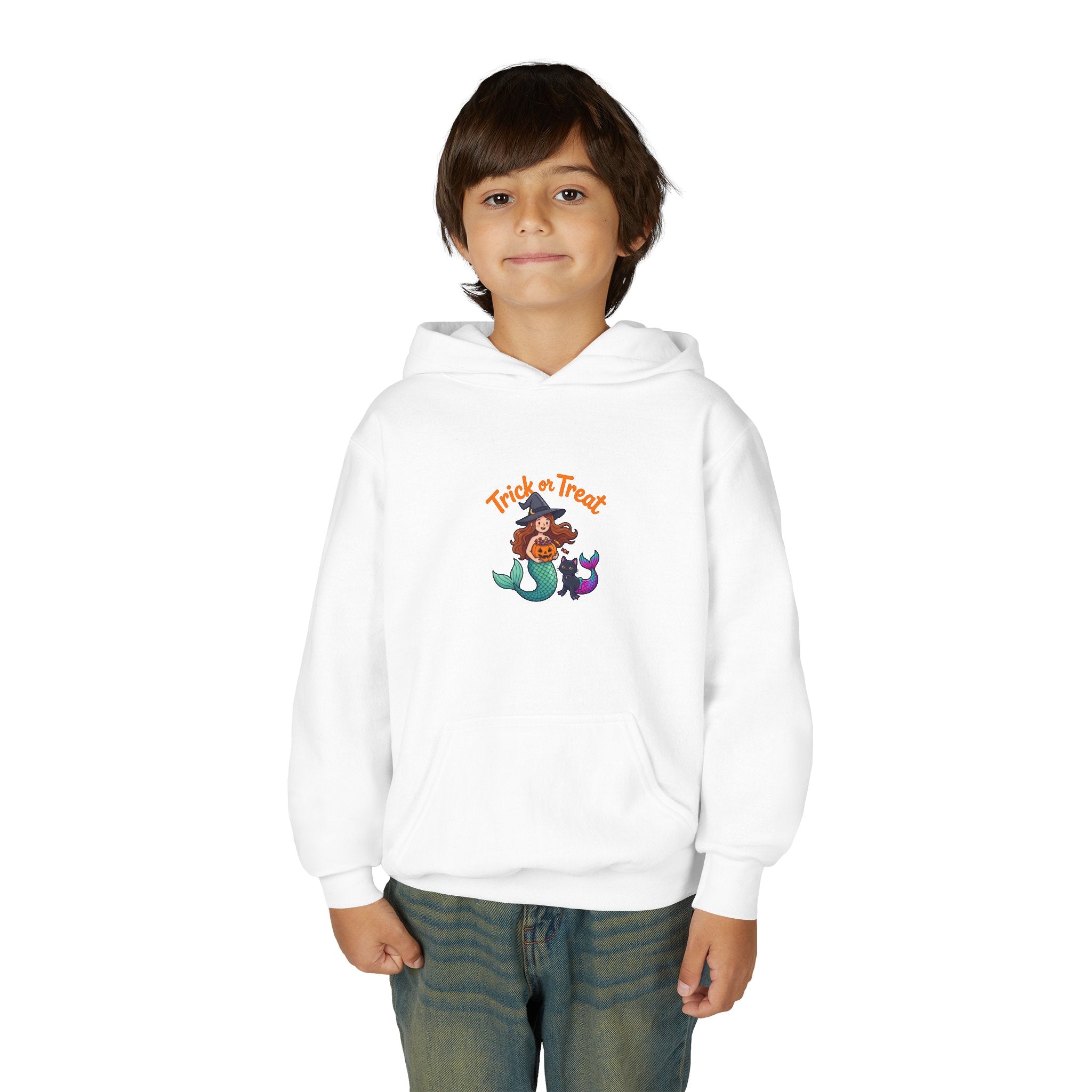 Youth Halloween Mermaid Hoodie – "Trick or Treat" Witch Mermaid Kids Pullover