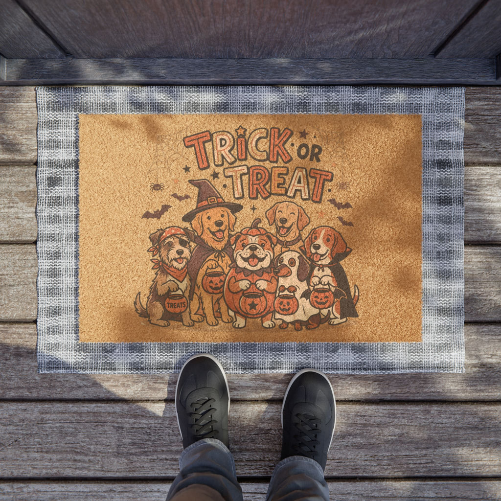 Halloween Trick or Treat Doormat – Festive Pumpkin, Ghosts & Candy Entrance Mat