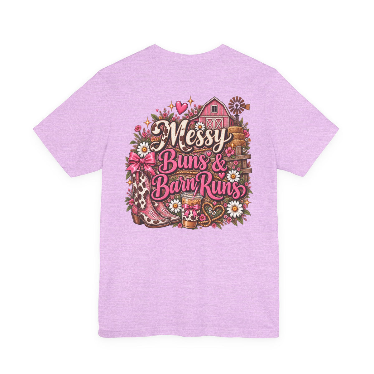 Messy Buns & Barn Runs Tee — Cute Farm Girl Graphic T-Shirt