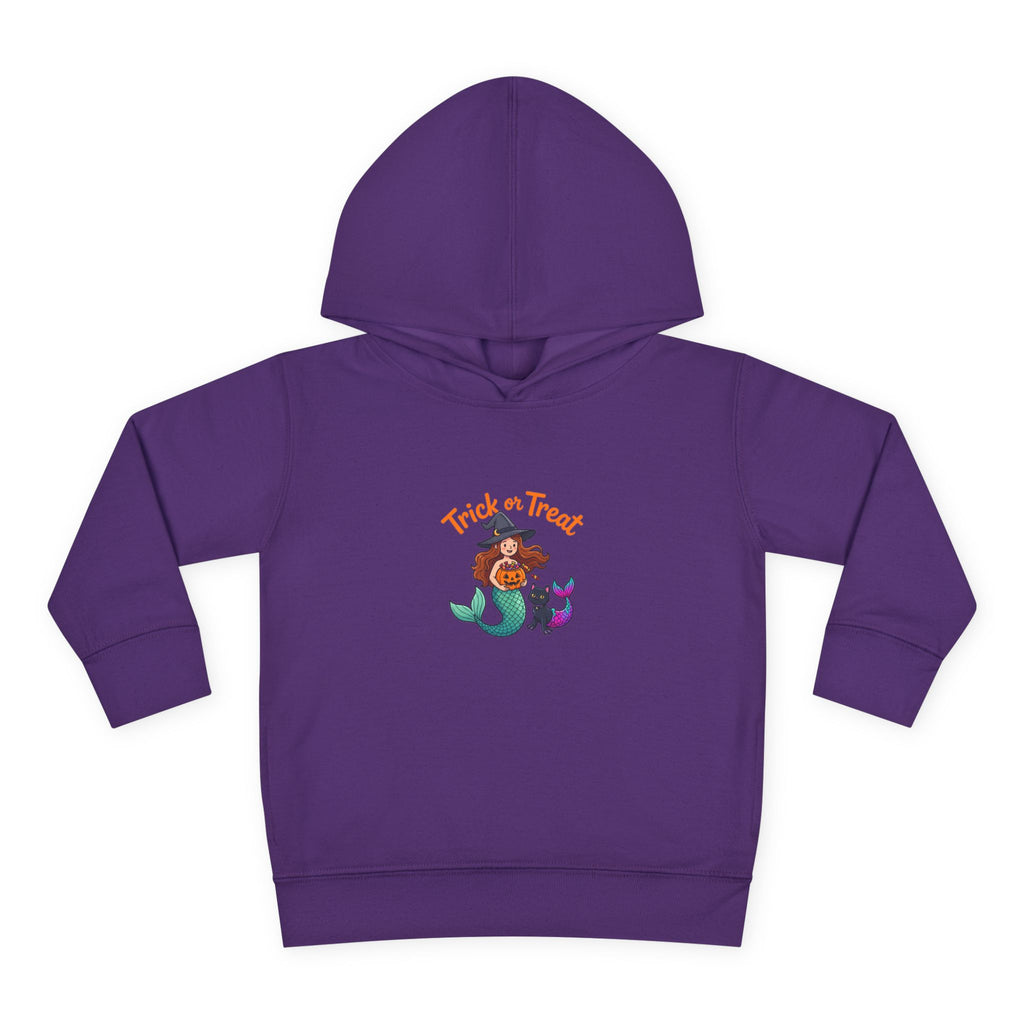 Toddler Halloween Mermaid Hoodie – "Trick or Treat" Witch & Black Cat Pullover