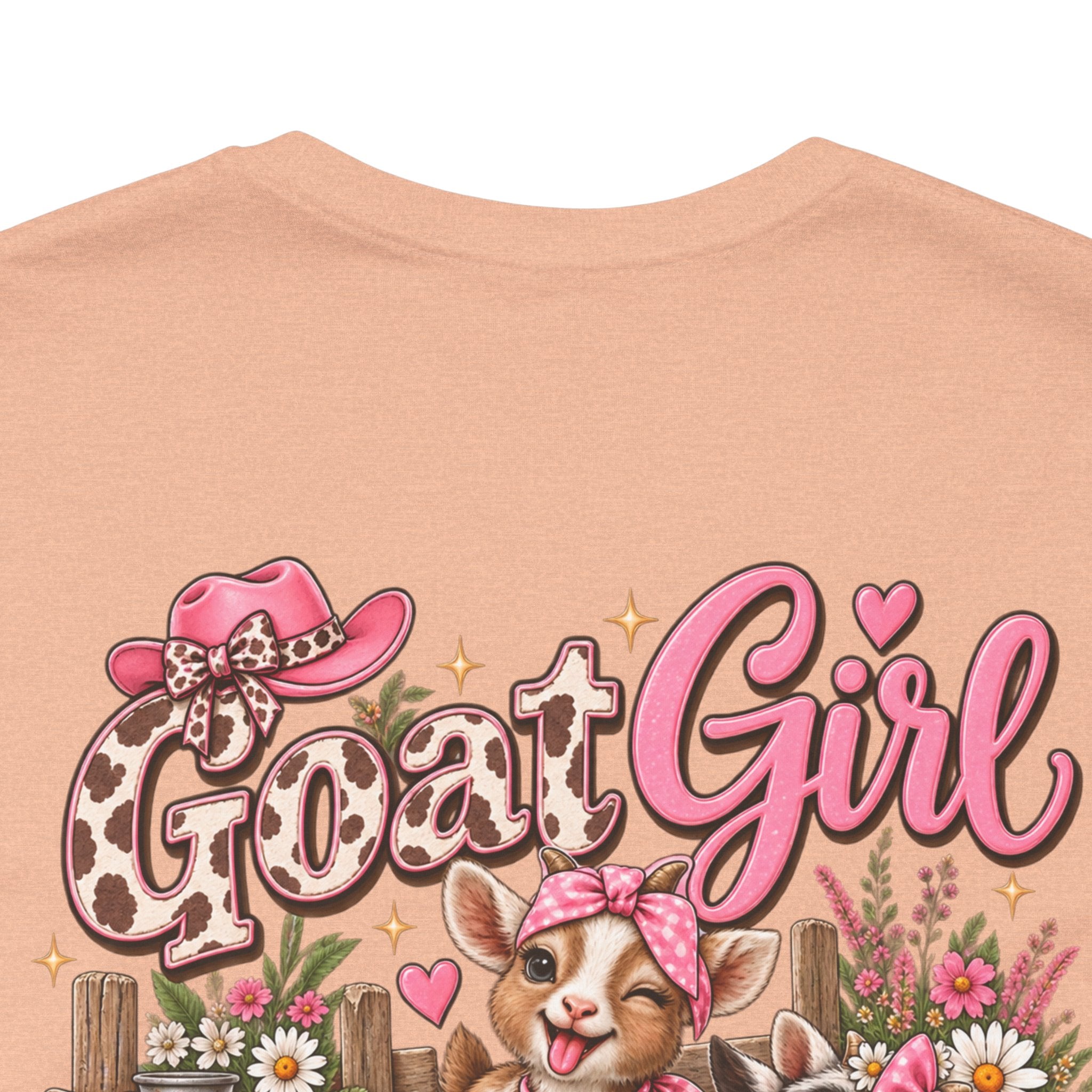 Goat Girl Social Club T-Shirt — Cute Pink Floral Farm Animal Tee