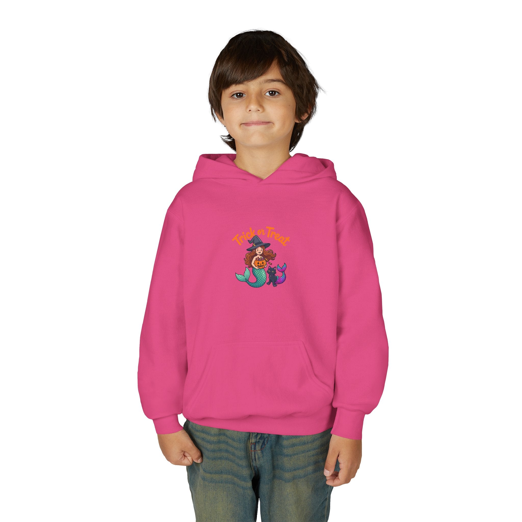 Youth Halloween Mermaid Hoodie – "Trick or Treat" Witch Mermaid Kids Pullover