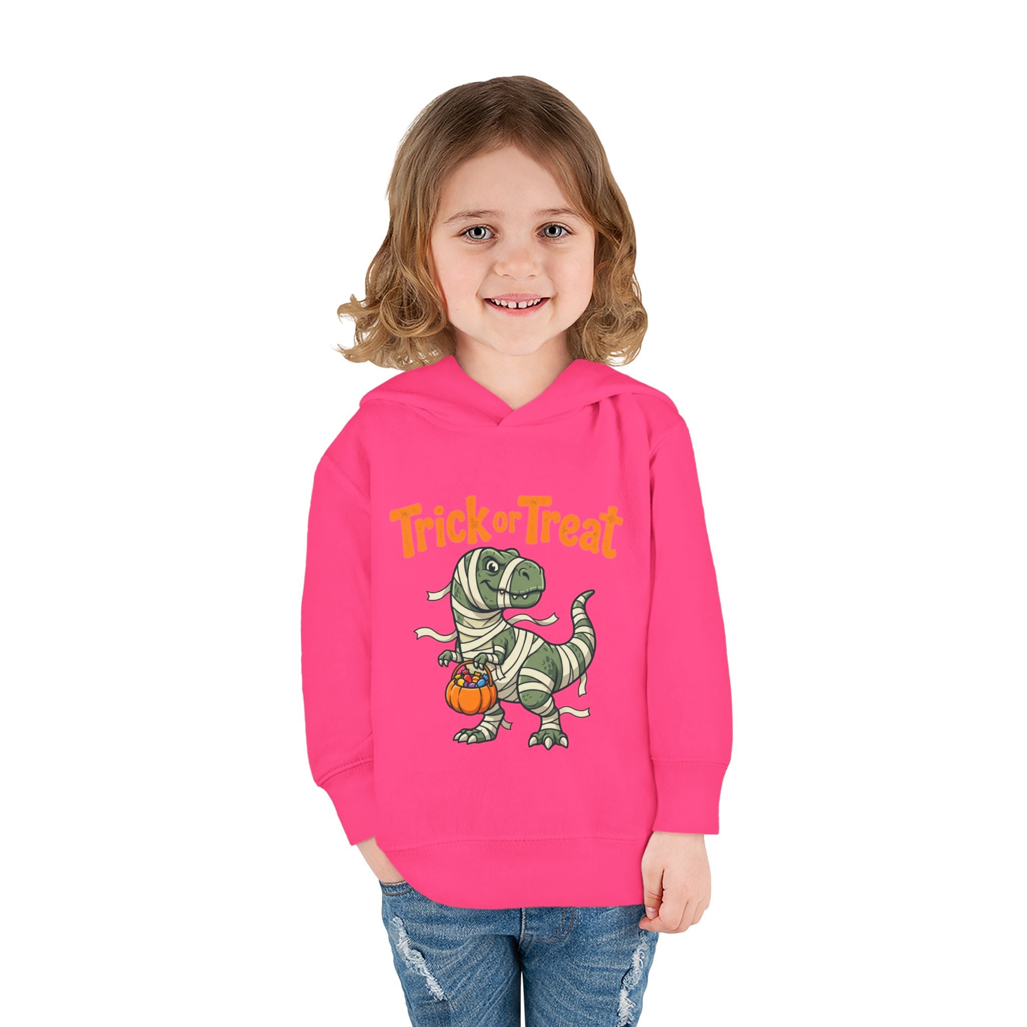 Toddler Halloween Mummy Dino Hoodie — "Trick or Treat" Pumpkin Pullover