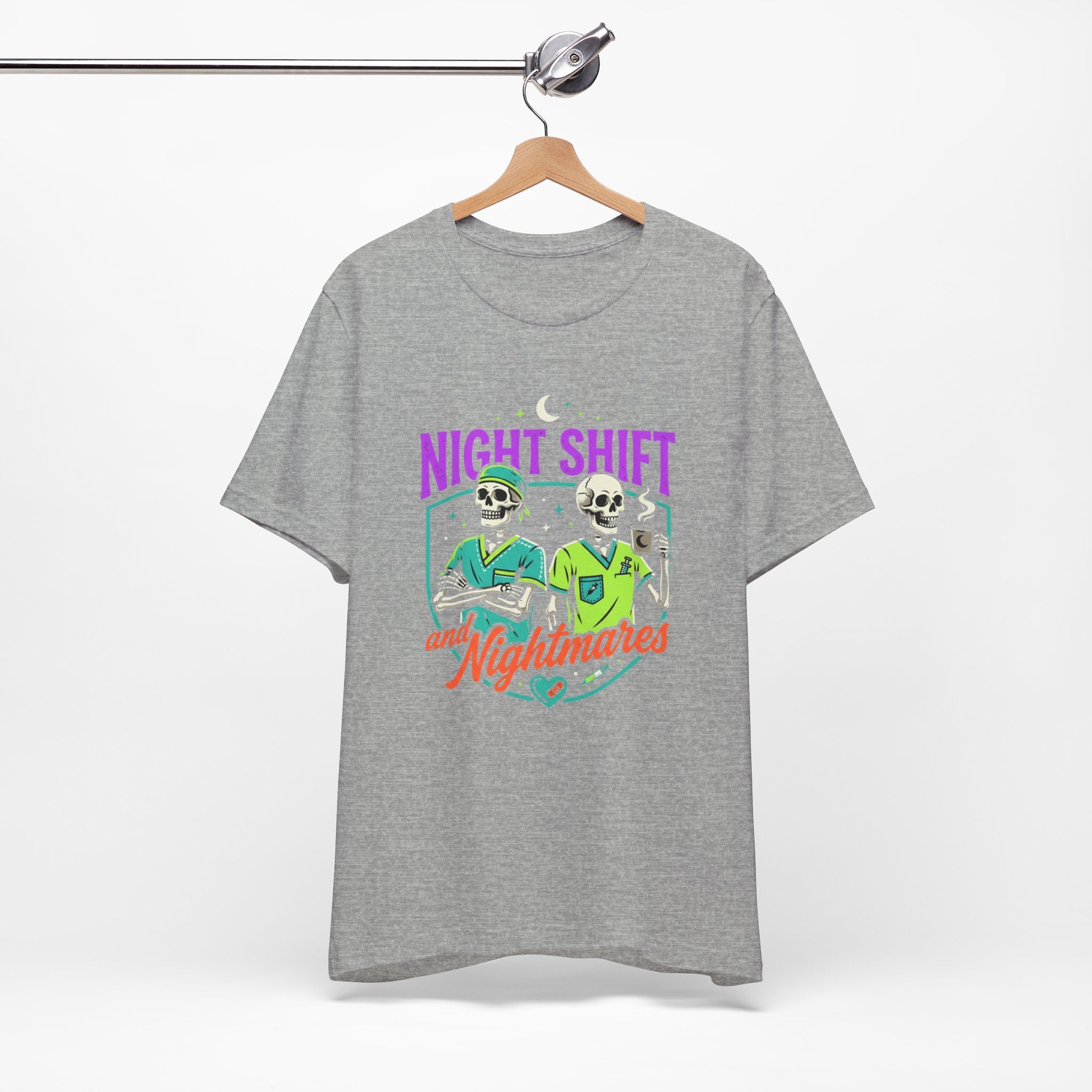 Night Shift and Nightmares Tee — Funny Nurse Skeletons Emergency Medical Shirt
