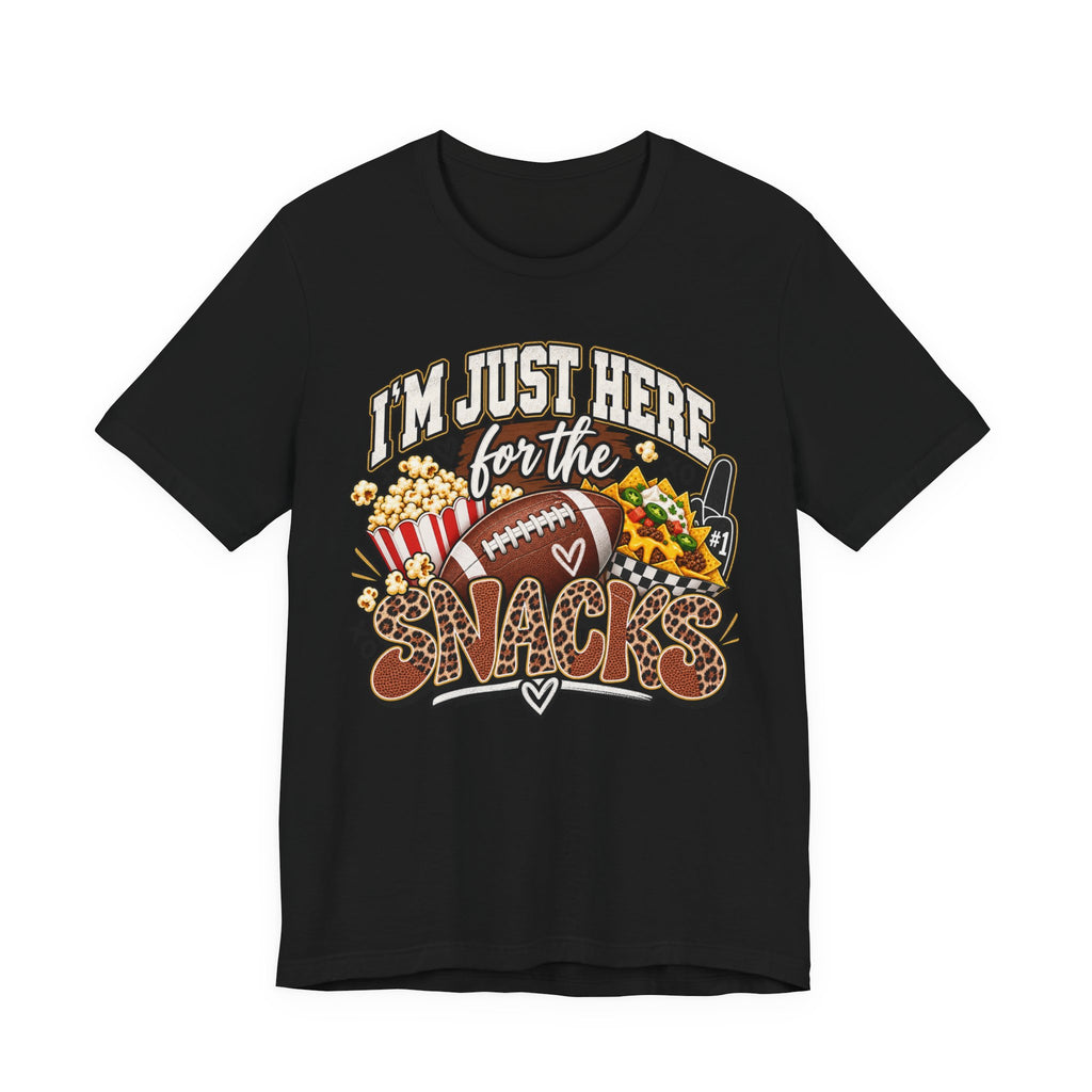 Snack-Lover Football Tee – "I'm Just Here for the Snacks" Graphic T-Shirt