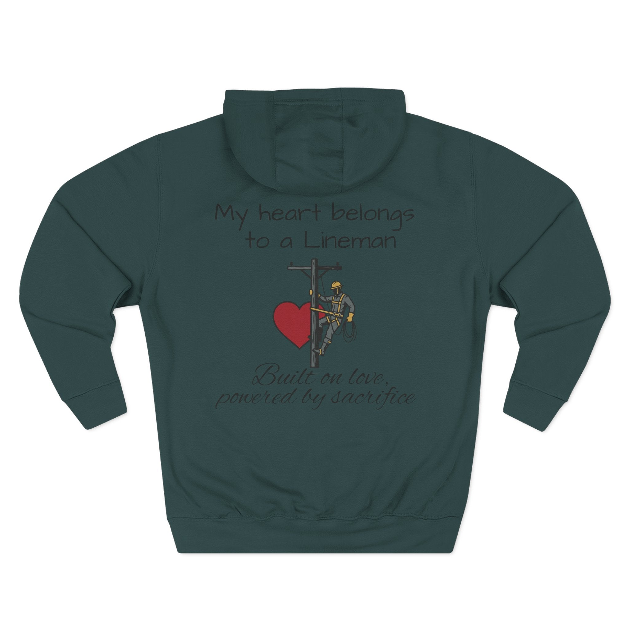 Lineman Heart Hoodie — “My Heart Belongs to a Lineman” Fleece Pullover