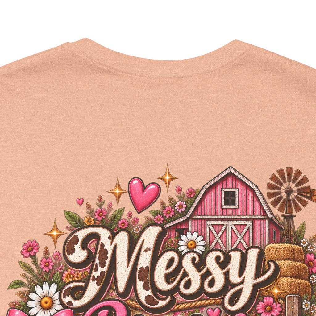 Messy Buns & Barn Runs Tee — Cute Farm Girl Graphic T-Shirt
