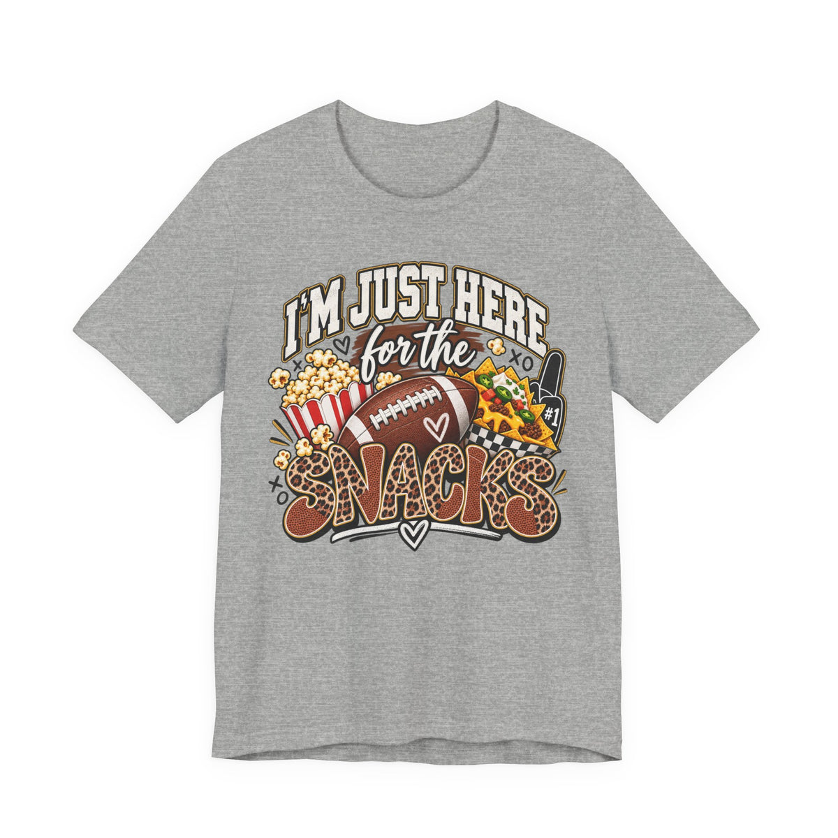 Snack-Lover Football Tee – "I'm Just Here for the Snacks" Graphic T-Shirt