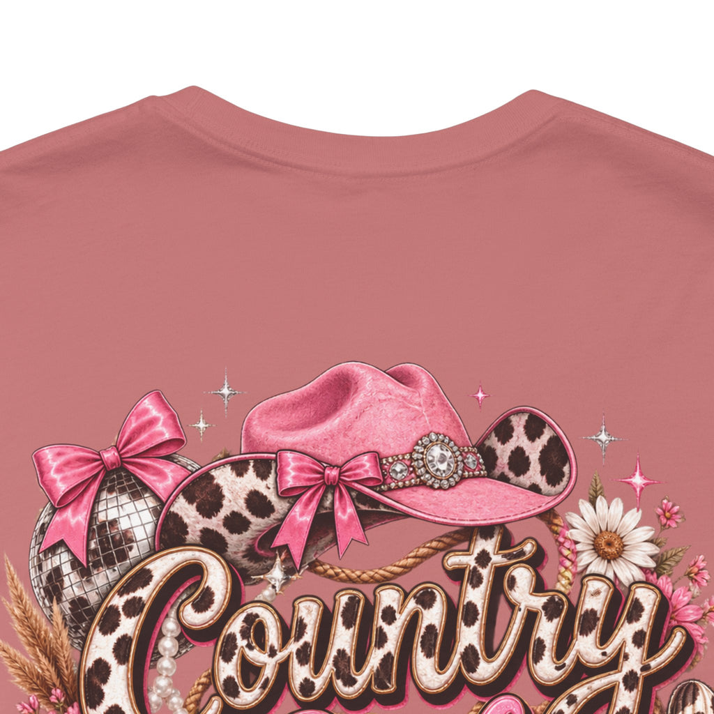 Country Girl Tee — "With a Bougie Side" Western Pink Graphic T-Shirt