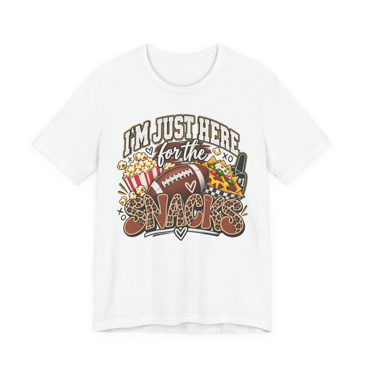 Snack-Lover Football Tee – "I'm Just Here for the Snacks" Graphic T-Shirt