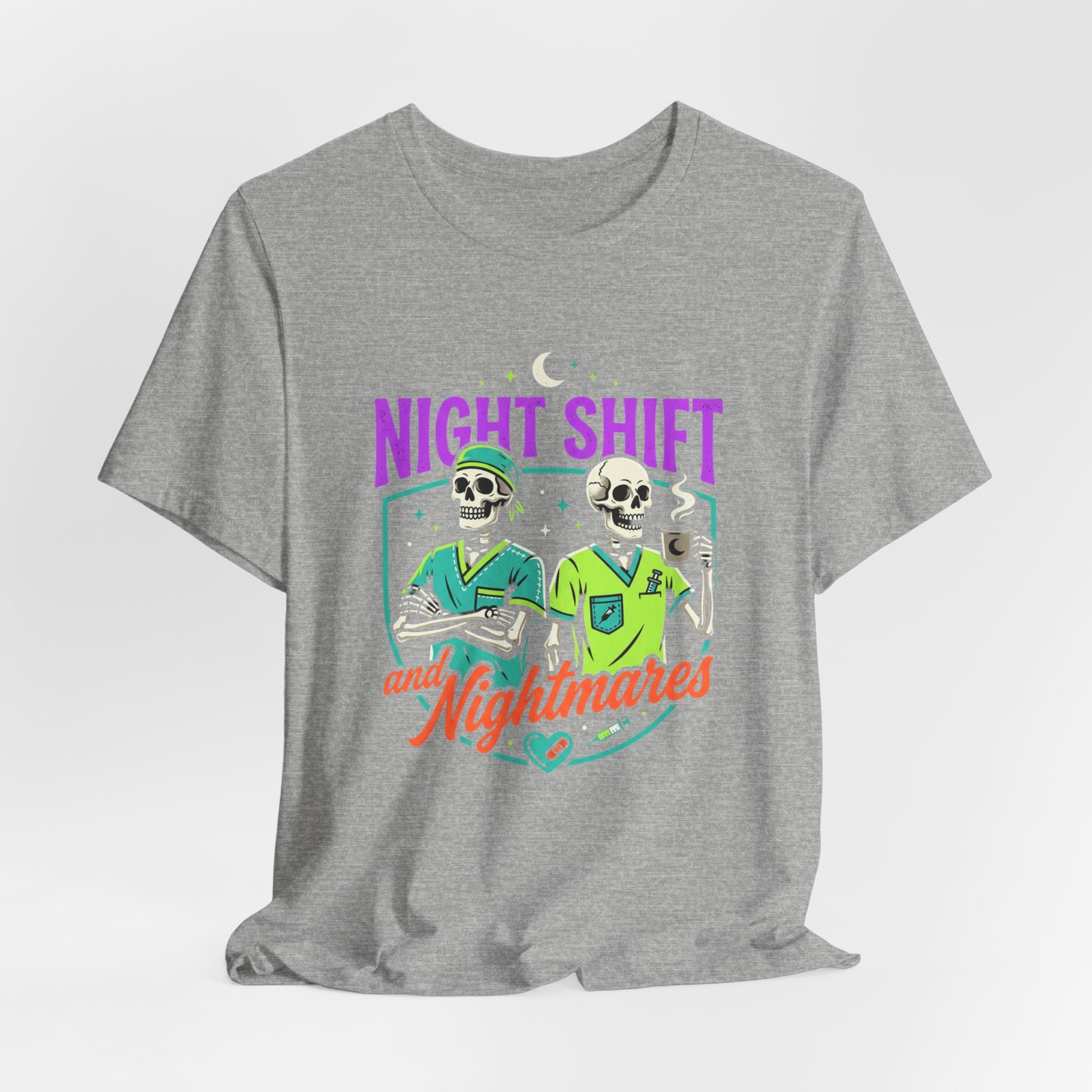 Night Shift and Nightmares Tee — Funny Nurse Skeletons Emergency Medical Shirt
