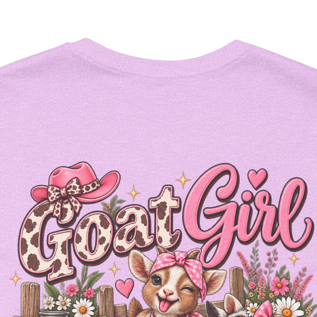 Goat Girl Social Club T-Shirt — Cute Pink Floral Farm Animal Tee