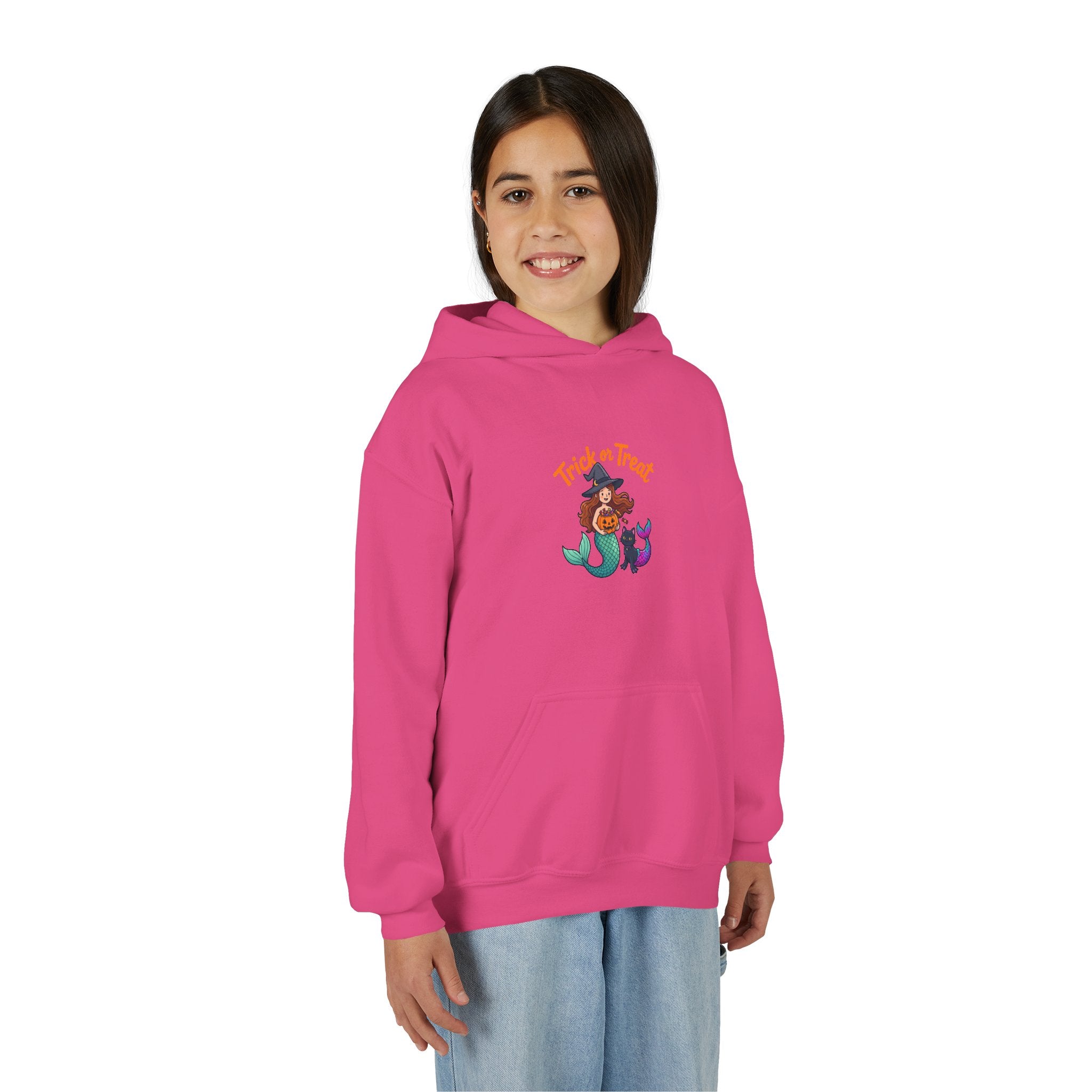 Youth Halloween Mermaid Hoodie – "Trick or Treat" Witch Mermaid Kids Pullover