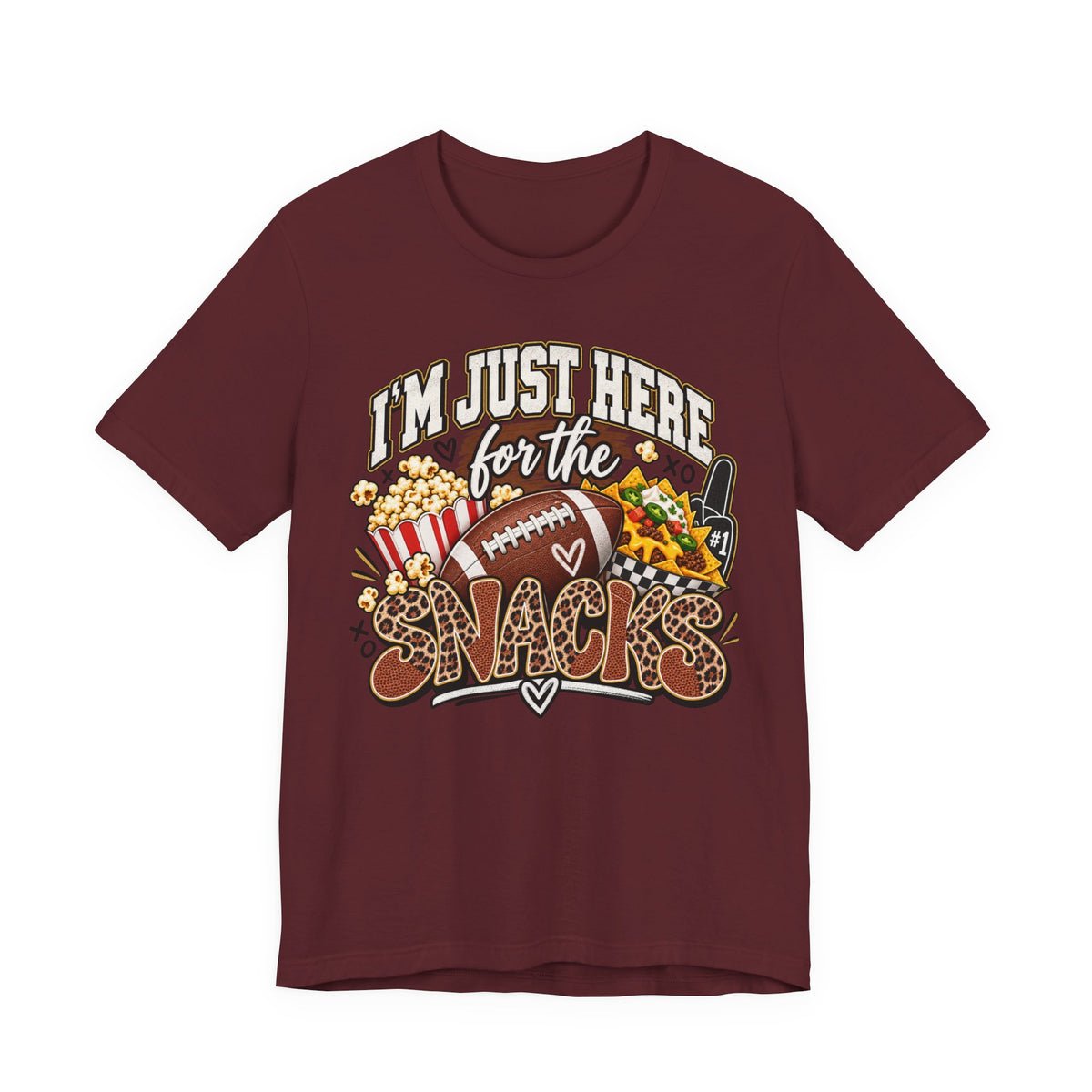 Snack-Lover Football Tee – "I'm Just Here for the Snacks" Graphic T-Shirt