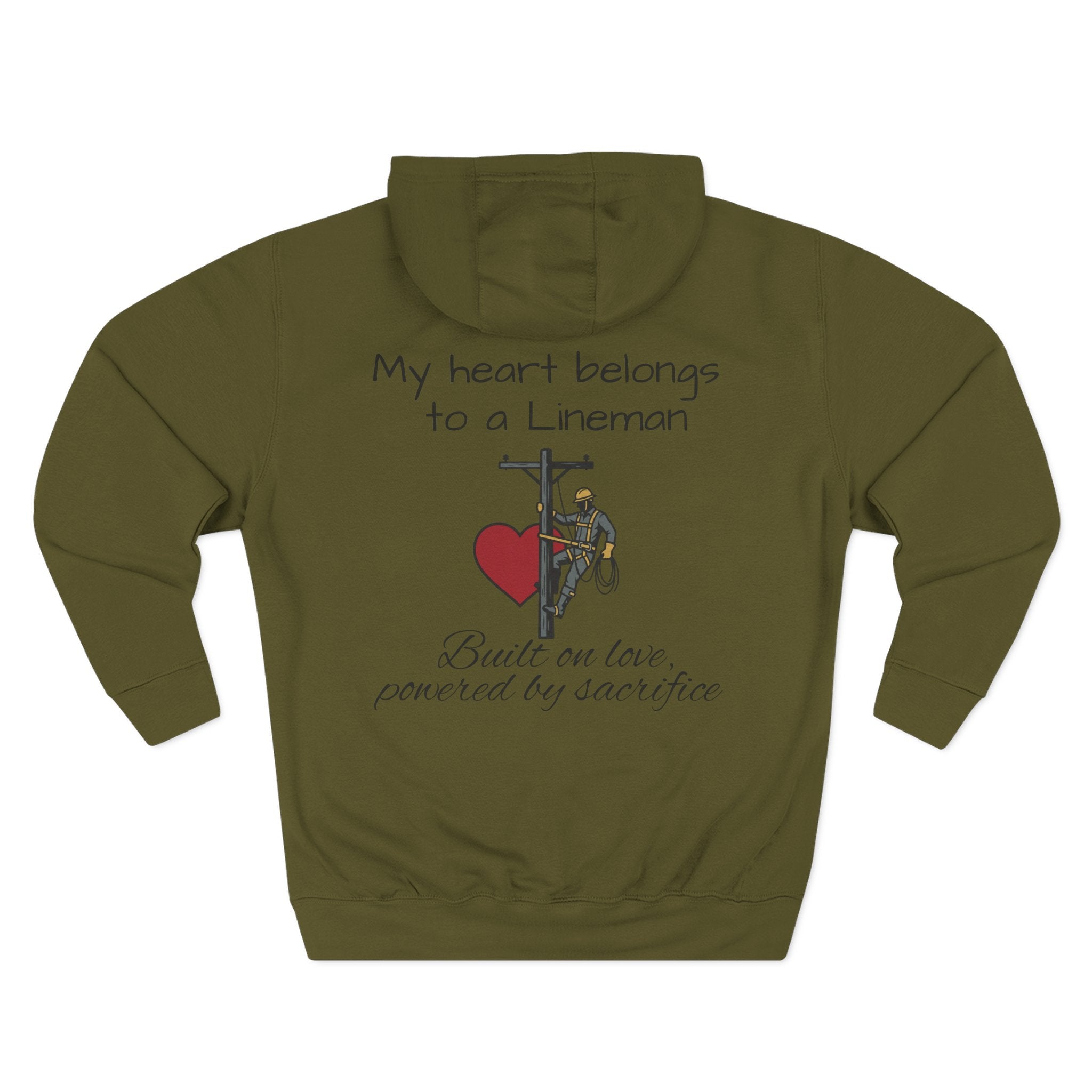 Lineman Heart Hoodie — “My Heart Belongs to a Lineman” Fleece Pullover