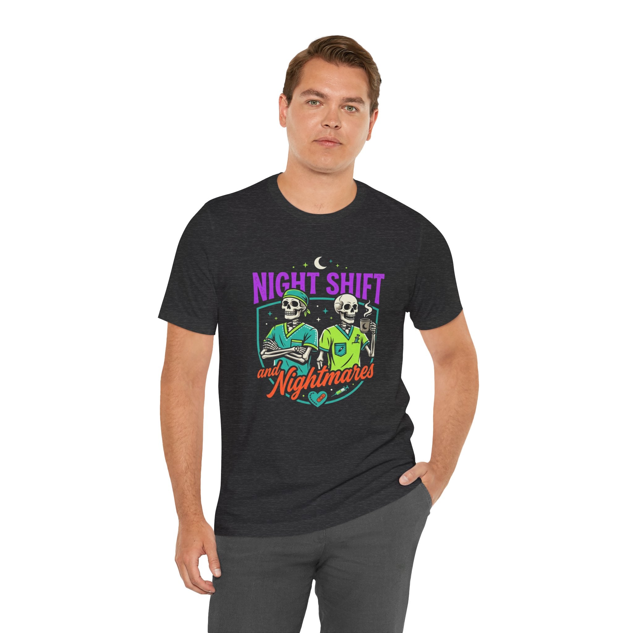 Night Shift and Nightmares Tee — Funny Nurse Skeletons Emergency Medical Shirt