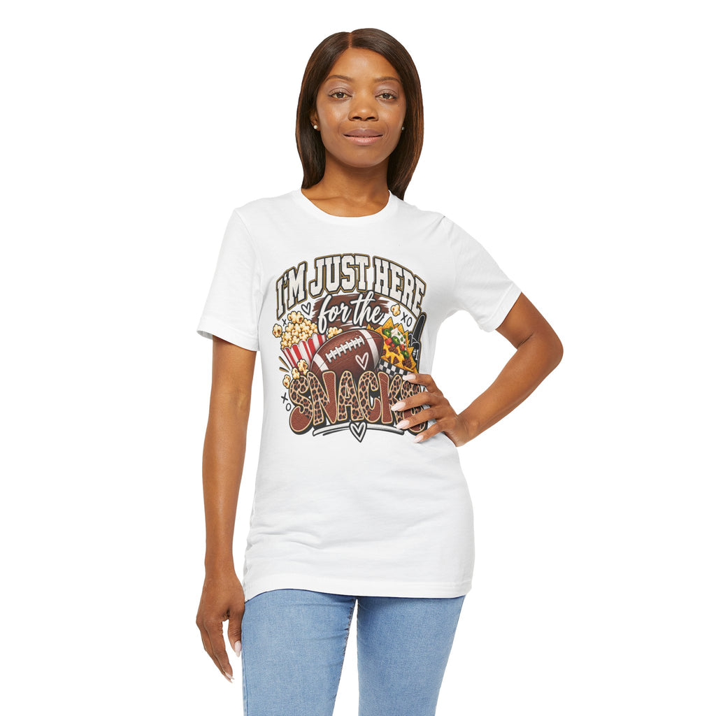 Snack-Lover Football Tee – "I'm Just Here for the Snacks" Graphic T-Shirt