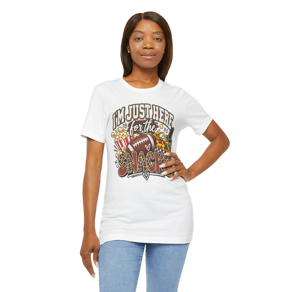Snack-Lover Football Tee – "I'm Just Here for the Snacks" Graphic T-Shirt