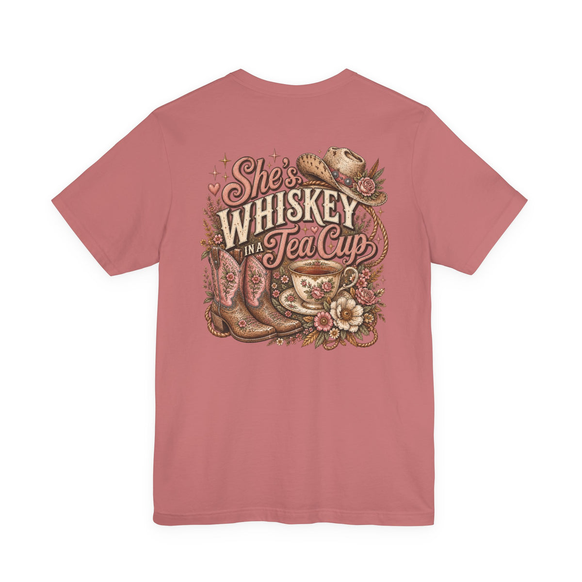 She's Whiskey in a Tea Cup Graphic Tee — Western Cowgirl Rustic T-Shirt