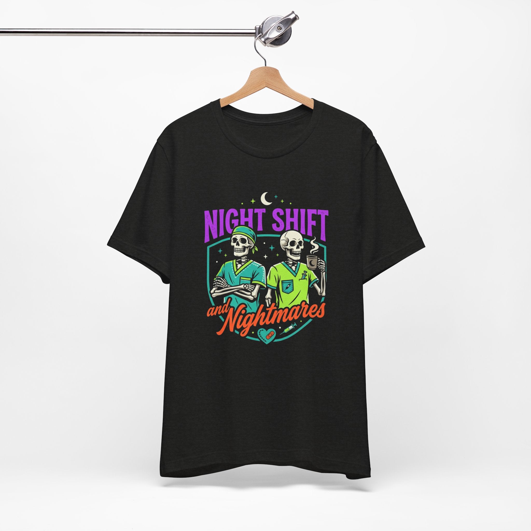 Night Shift and Nightmares Tee — Funny Nurse Skeletons Emergency Medical Shirt
