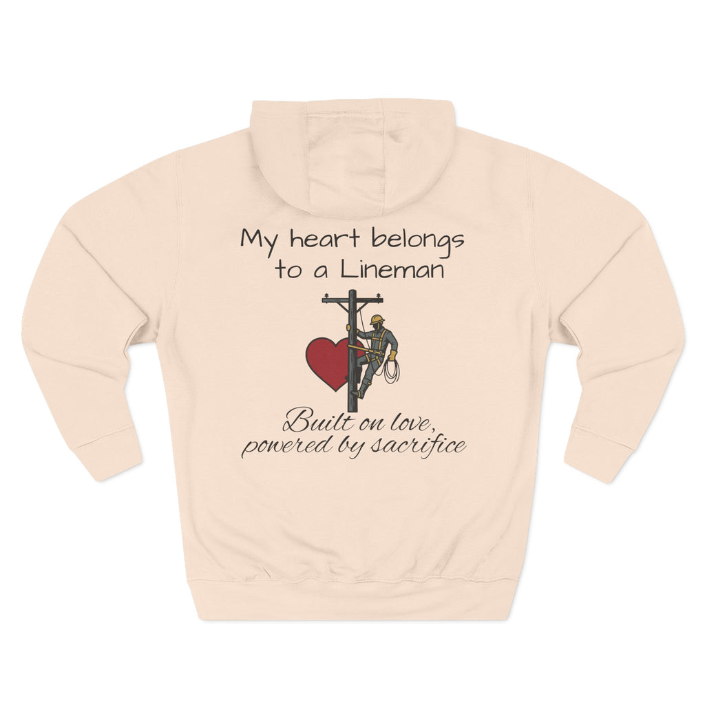 Lineman Heart Hoodie — “My Heart Belongs to a Lineman” Fleece Pullover