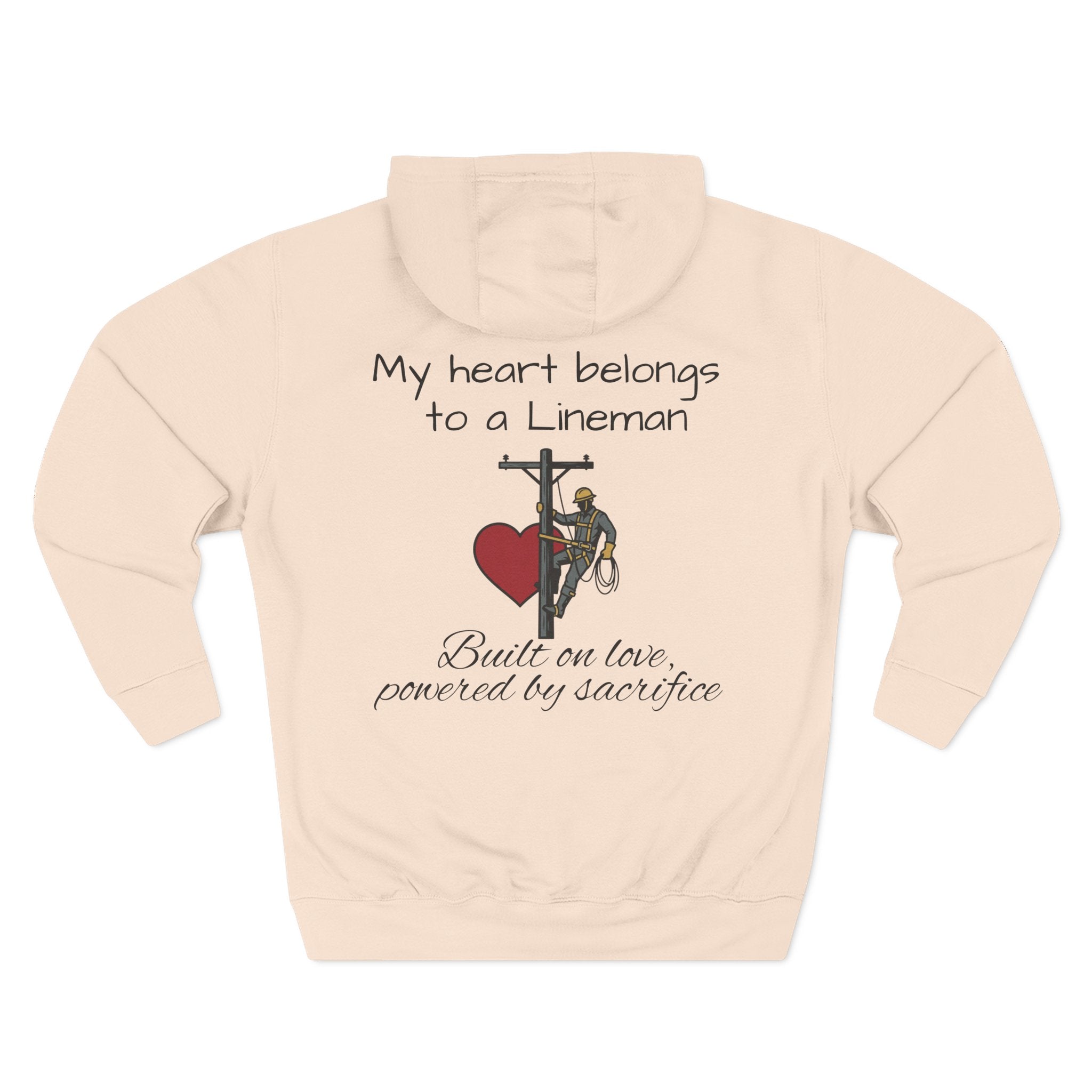 Lineman Heart Hoodie — “My Heart Belongs to a Lineman” Fleece Pullover