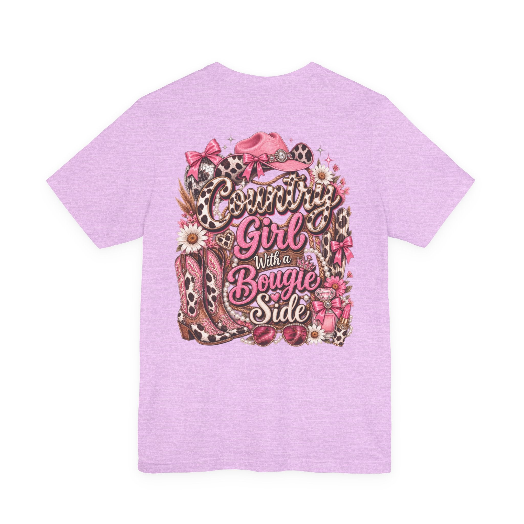 Country Girl Tee — "With a Bougie Side" Western Pink Graphic T-Shirt