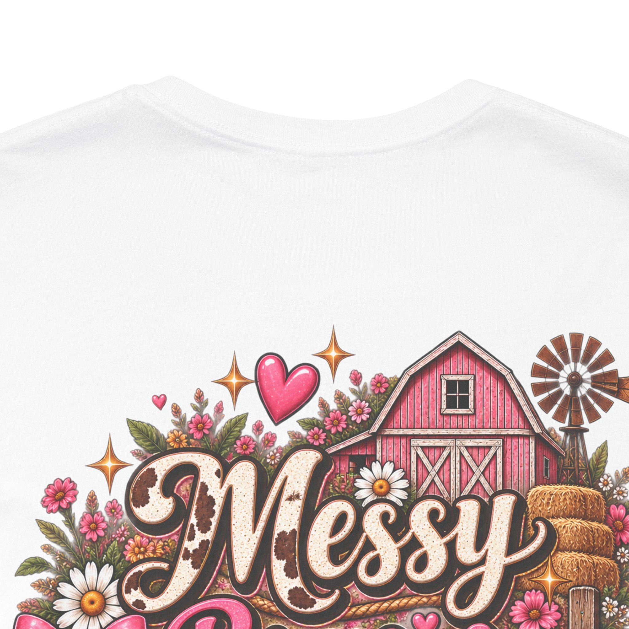 Messy Buns & Barn Runs Tee — Cute Farm Girl Graphic T-Shirt