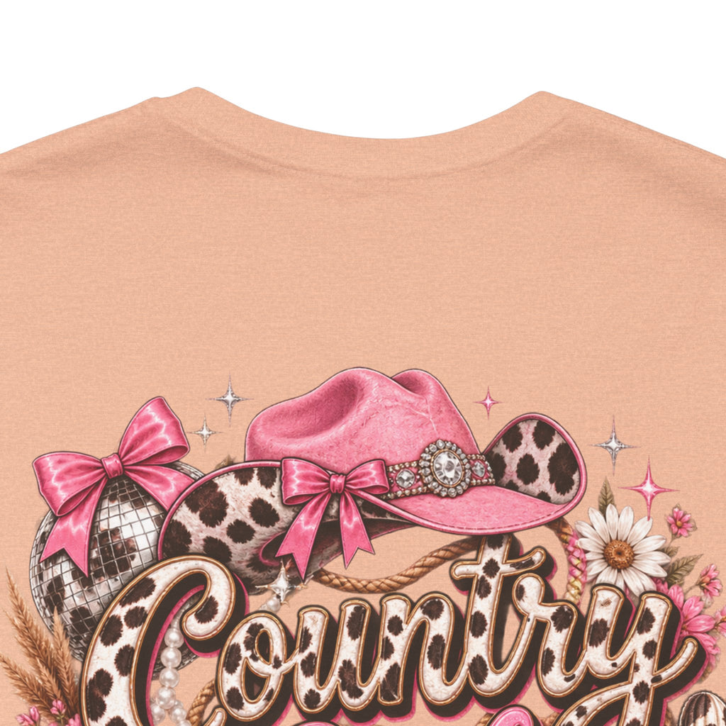 Country Girl Tee — "With a Bougie Side" Western Pink Graphic T-Shirt