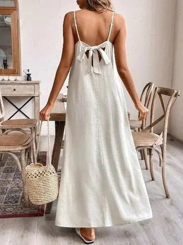 Women's Boho Maxi Dress | Spaghetti Strap, Rayon Linen Blend | Lightweight Summer