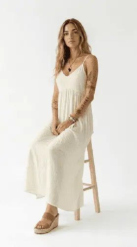 Women's Boho Maxi Dress | Spaghetti Strap, Rayon Linen Blend | Lightweight Summer